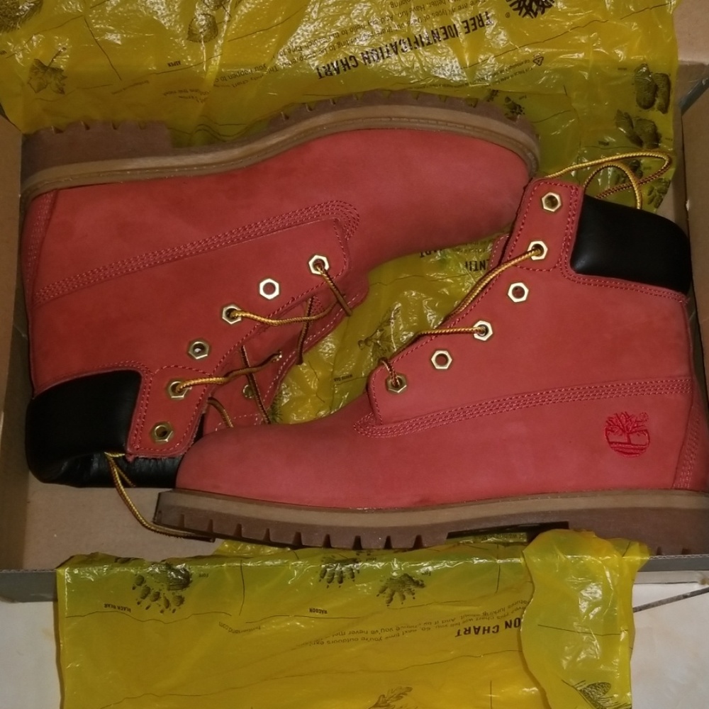 Custom Red Timberland boots